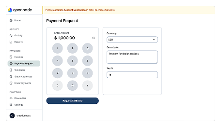 OpenNode Lightning Payment Gateway Merchant Dashboard
